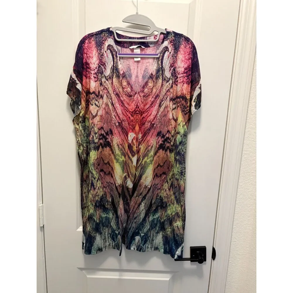 H&M Abstract Print Beach CoverUp Tunic Kaftan XS Lightweight Swim Coverup